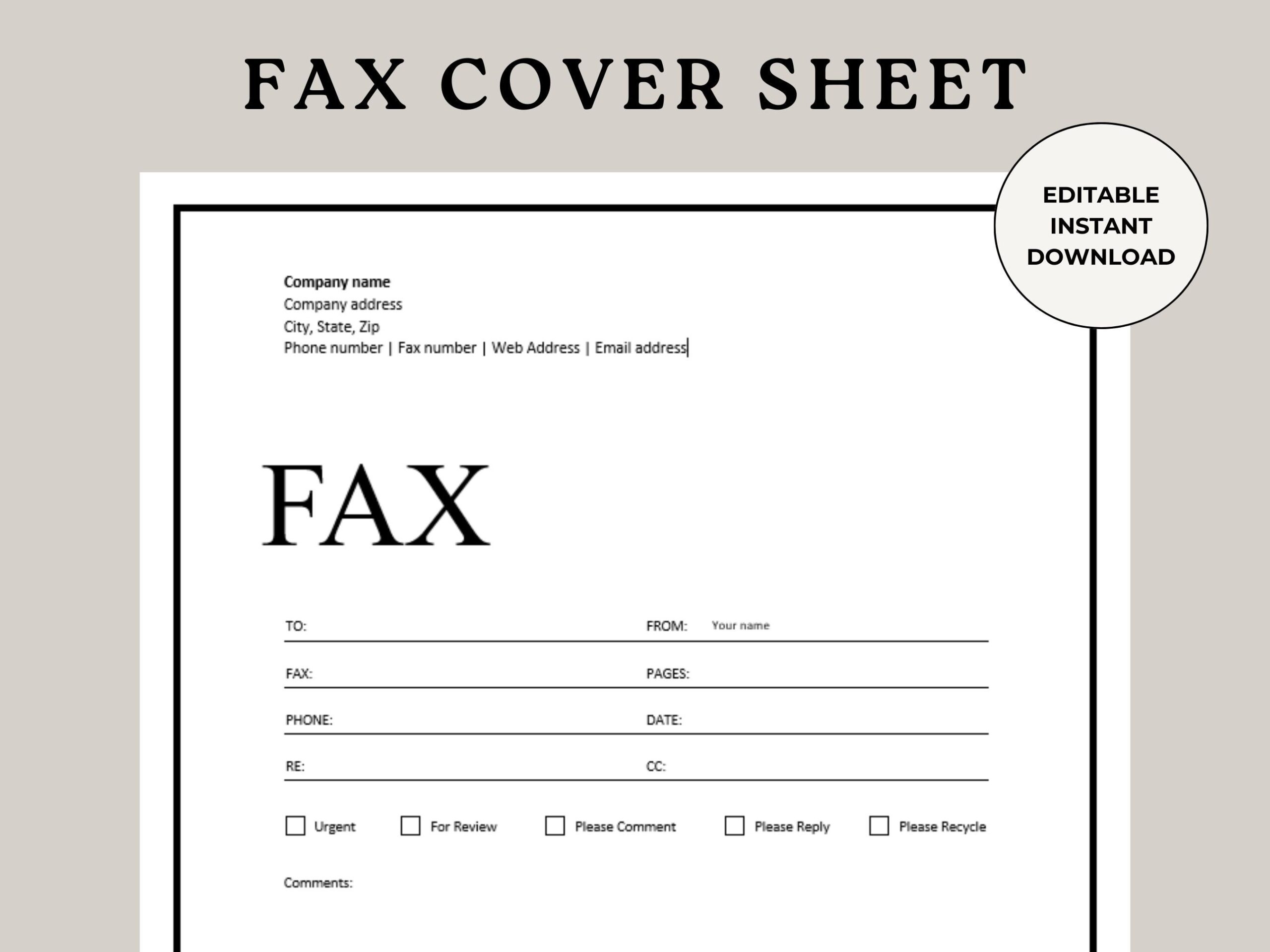printable fax cover sheet template
