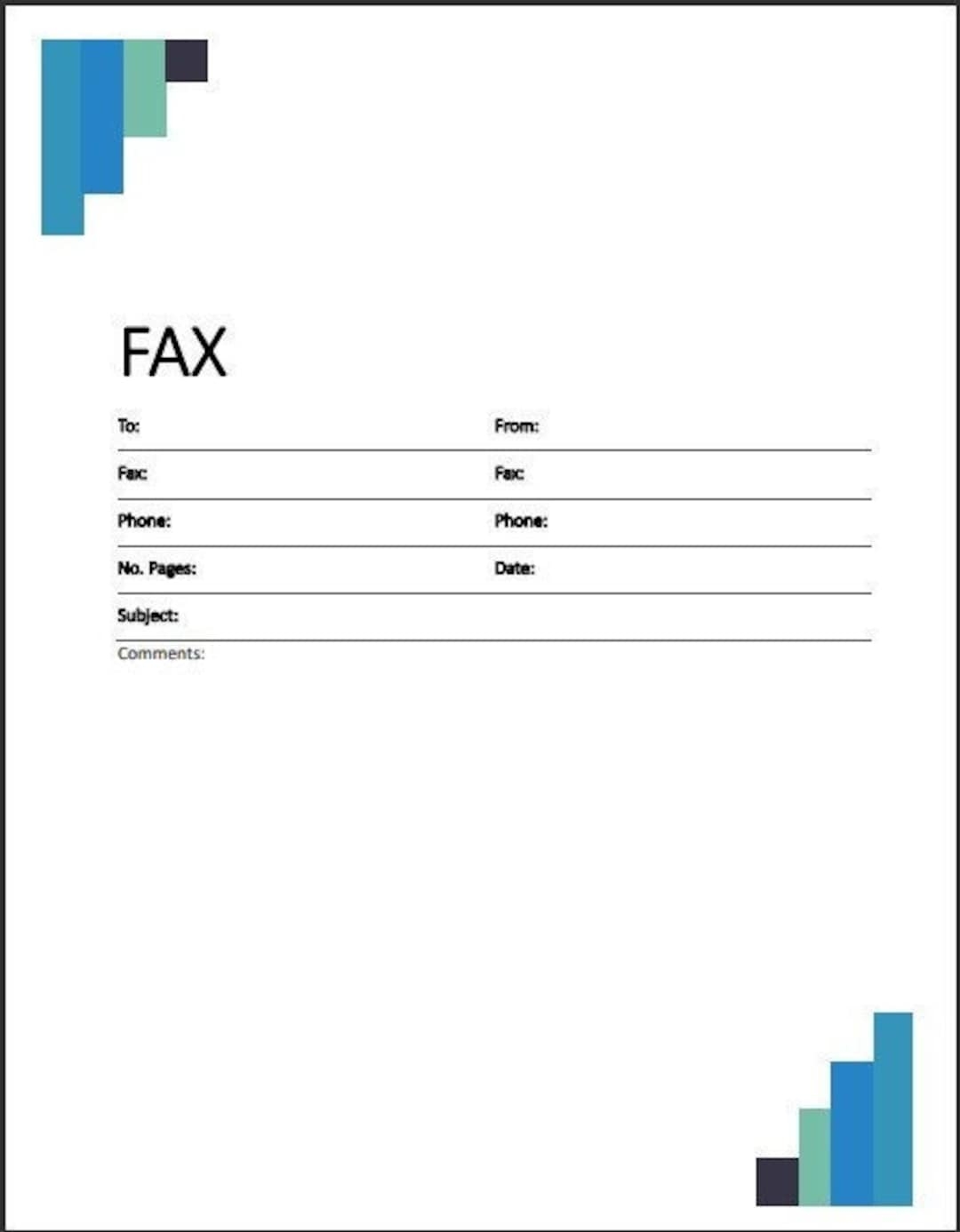 Fax Cover Sheet Modern Printable PDF File Etsy