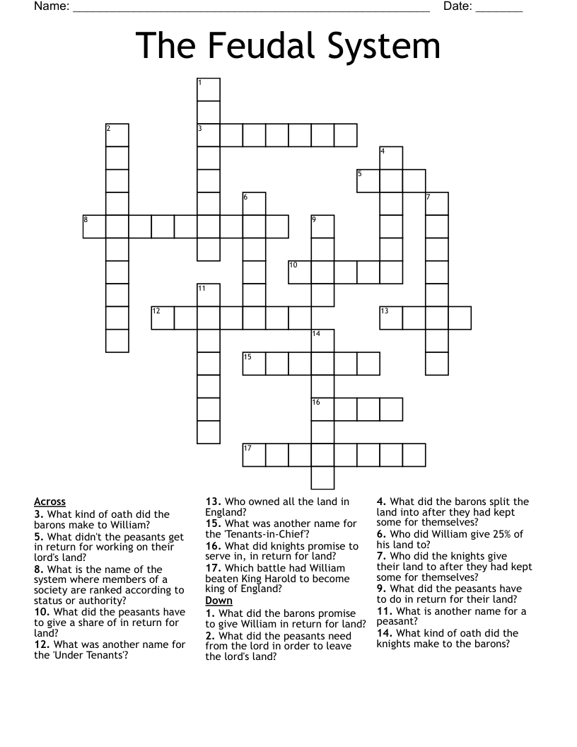 Feudal Serf Crossword Clue 4 Letters