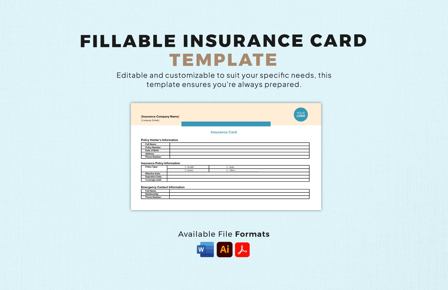 printable auto insurance card template free download