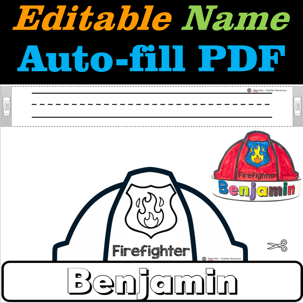 Firefighter Hat Editable Name Fire Safety Week Made By Teachers Firefighter Hat Editable Name Fire Safety Week Made By Teachers