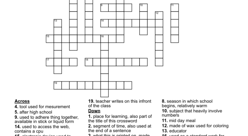 First Day Of School Crossword WordMint