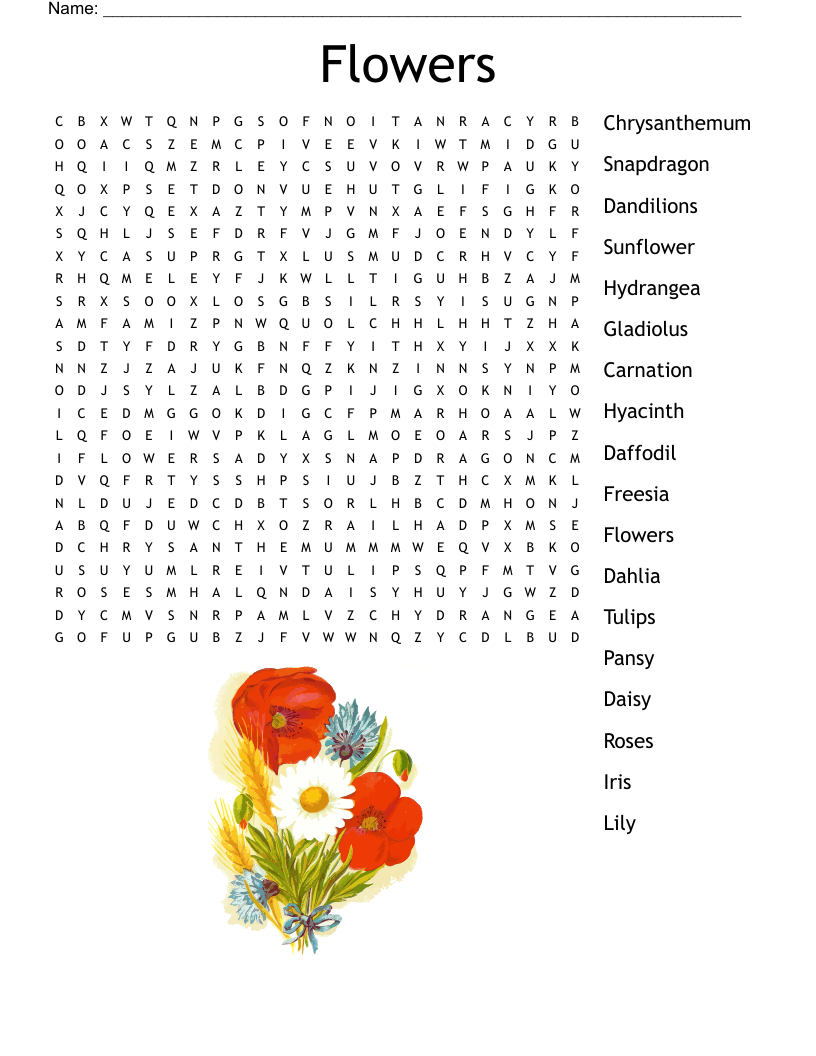 Flowers Crossword WordMint Flowers Crossword WordMint