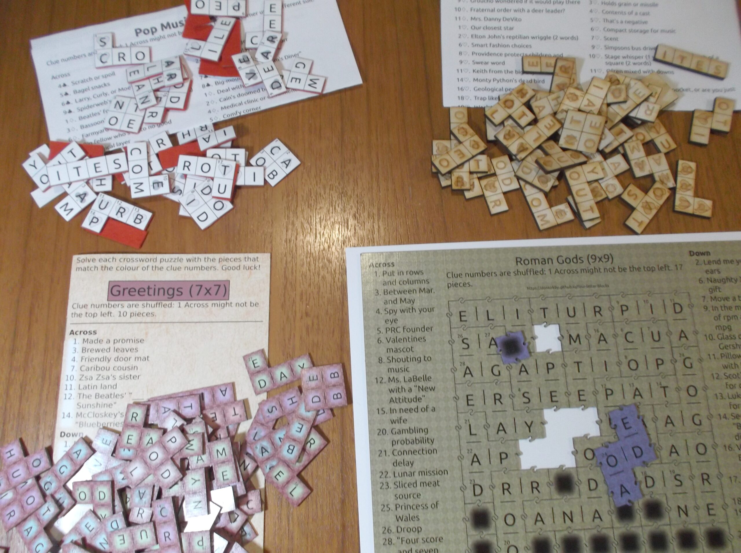 Four Letter Blocks Crossword Puzzles To Assemble