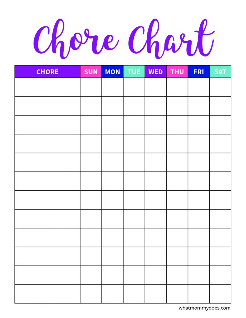 printable responsibility chart template