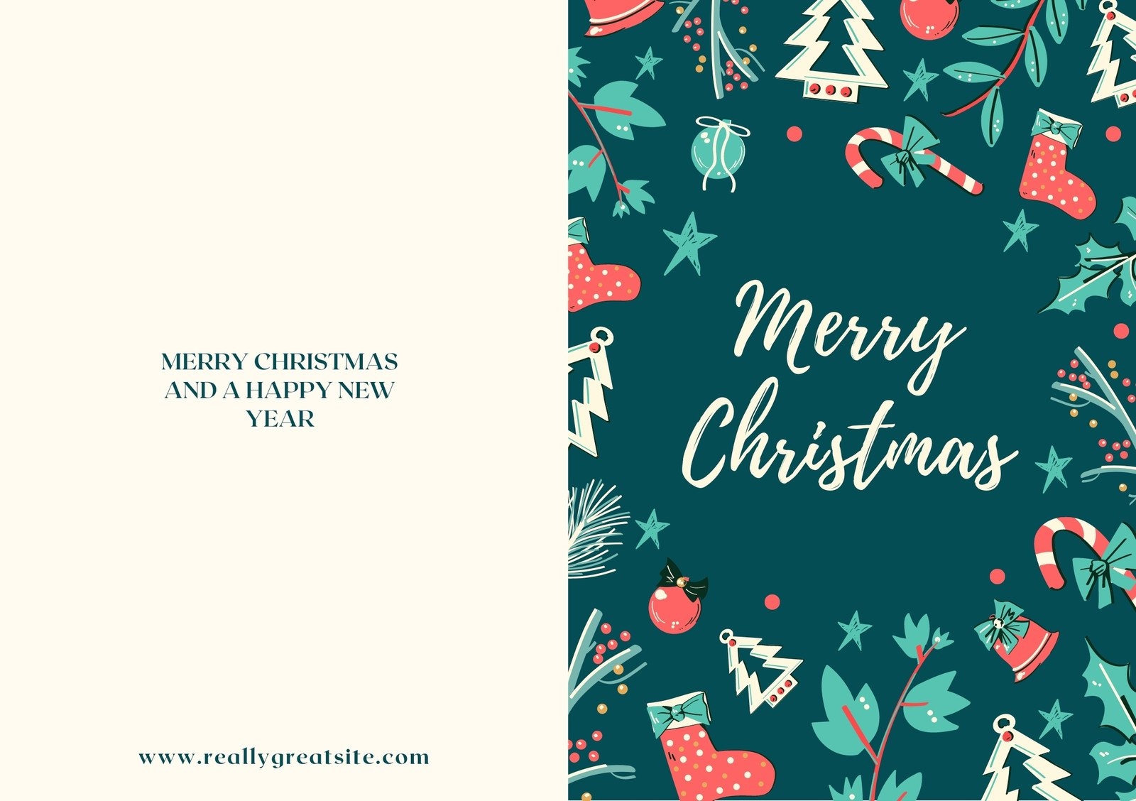 Free Custom Printable Christmas Folded Card Templates Canva