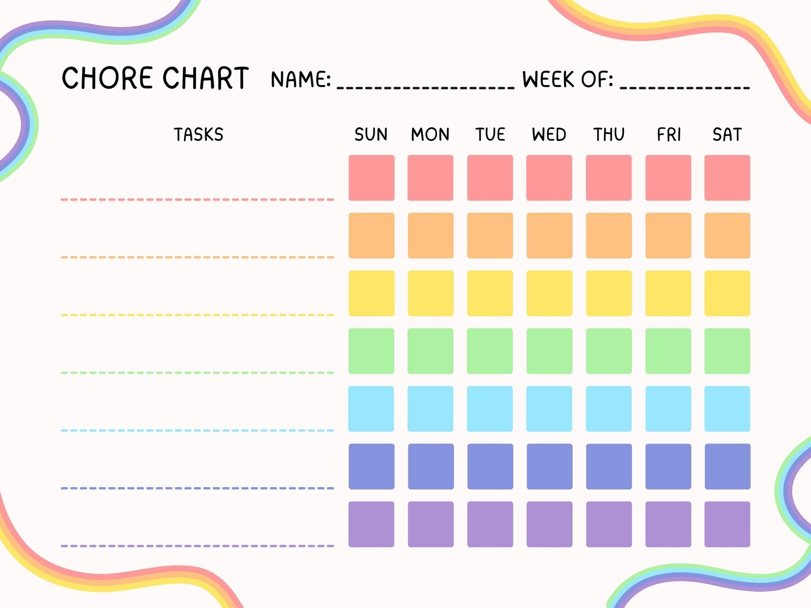 chore chart template free printable