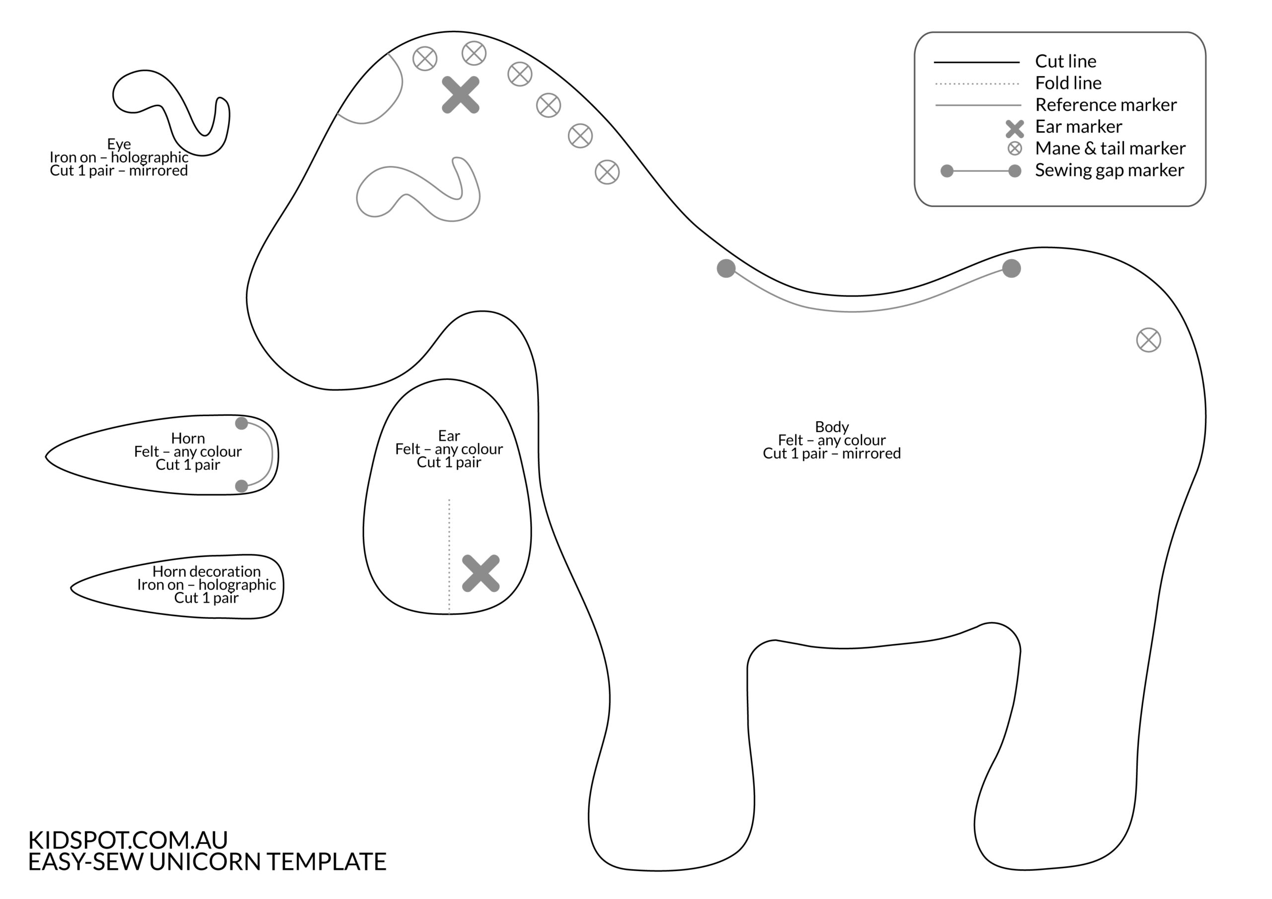 Free Easy Sewing Patterns Free Printable Unicorn Sewing Patterns Top