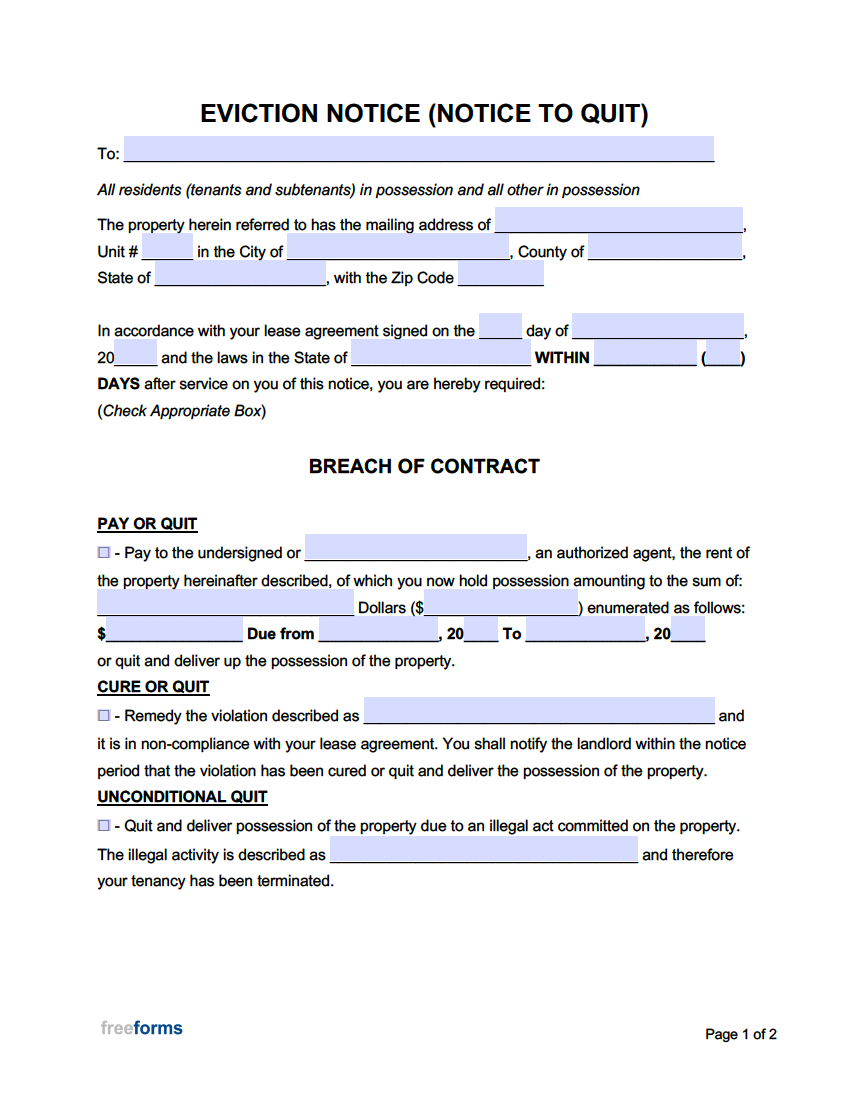printable eviction notice template