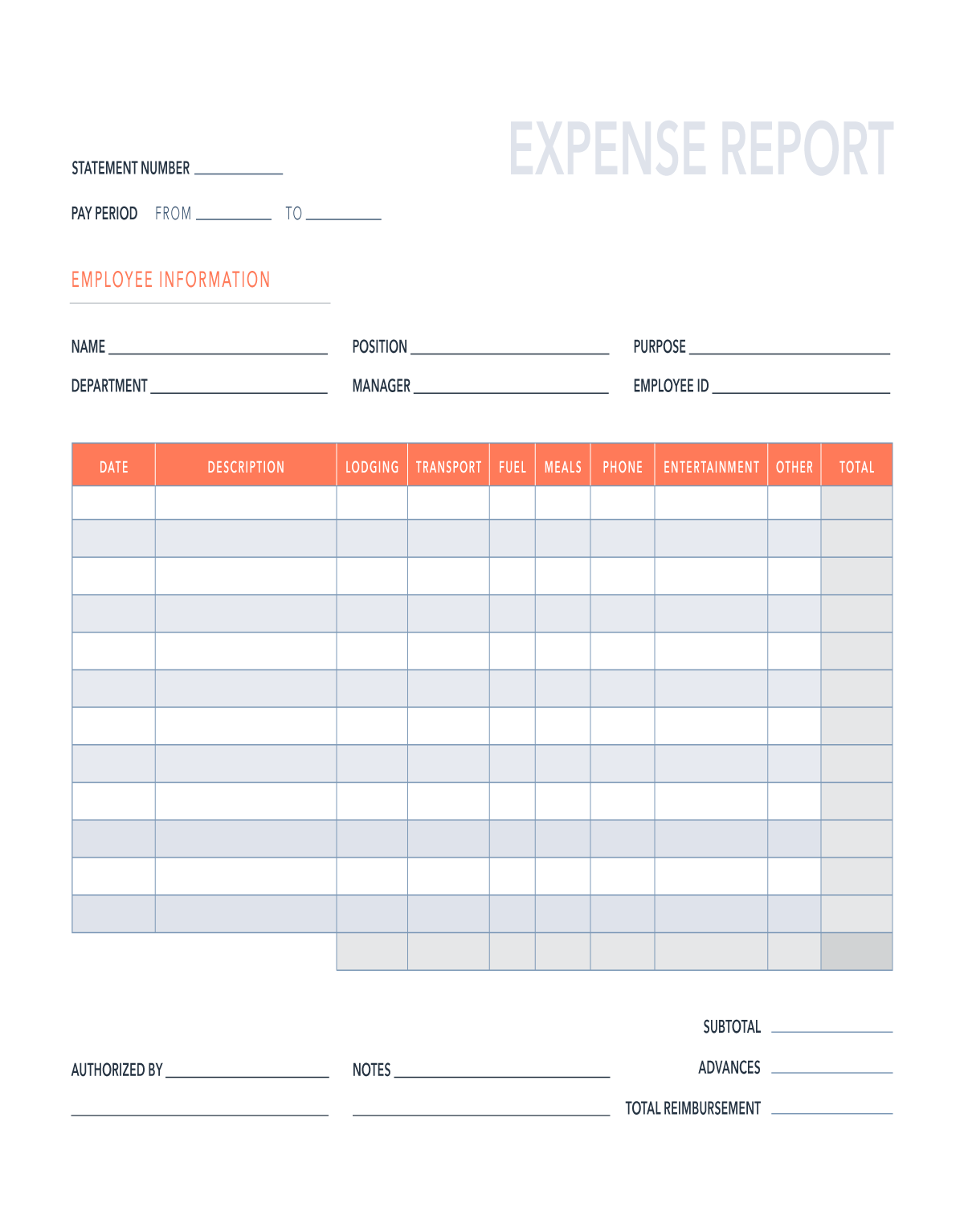 Free Expense Report Word Excel PDF Google Sheets HubSpot