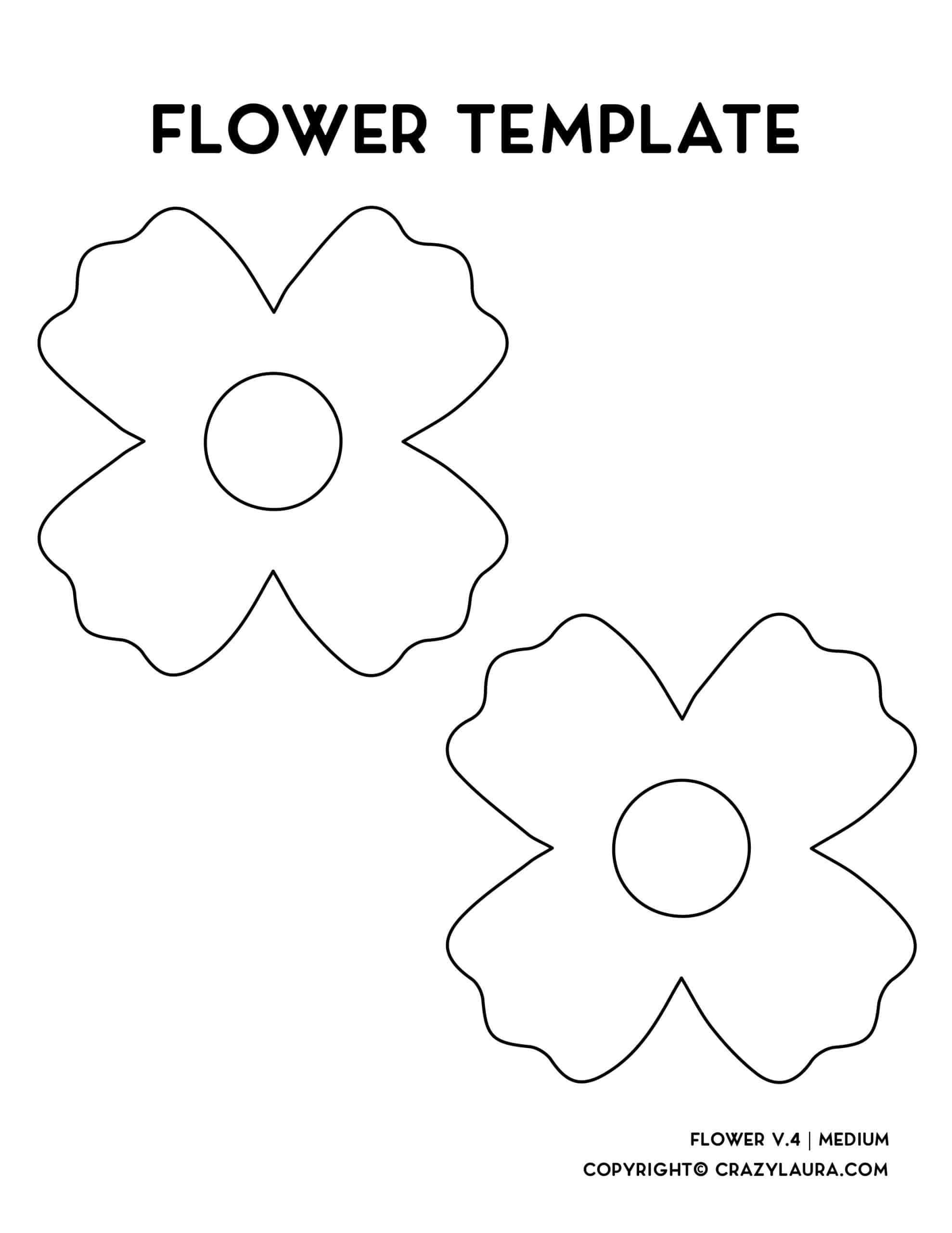 Free Flower Template Outline Stencil Printables Crazy Laura Free Flower Template Outline Stencil Printables Crazy Laura