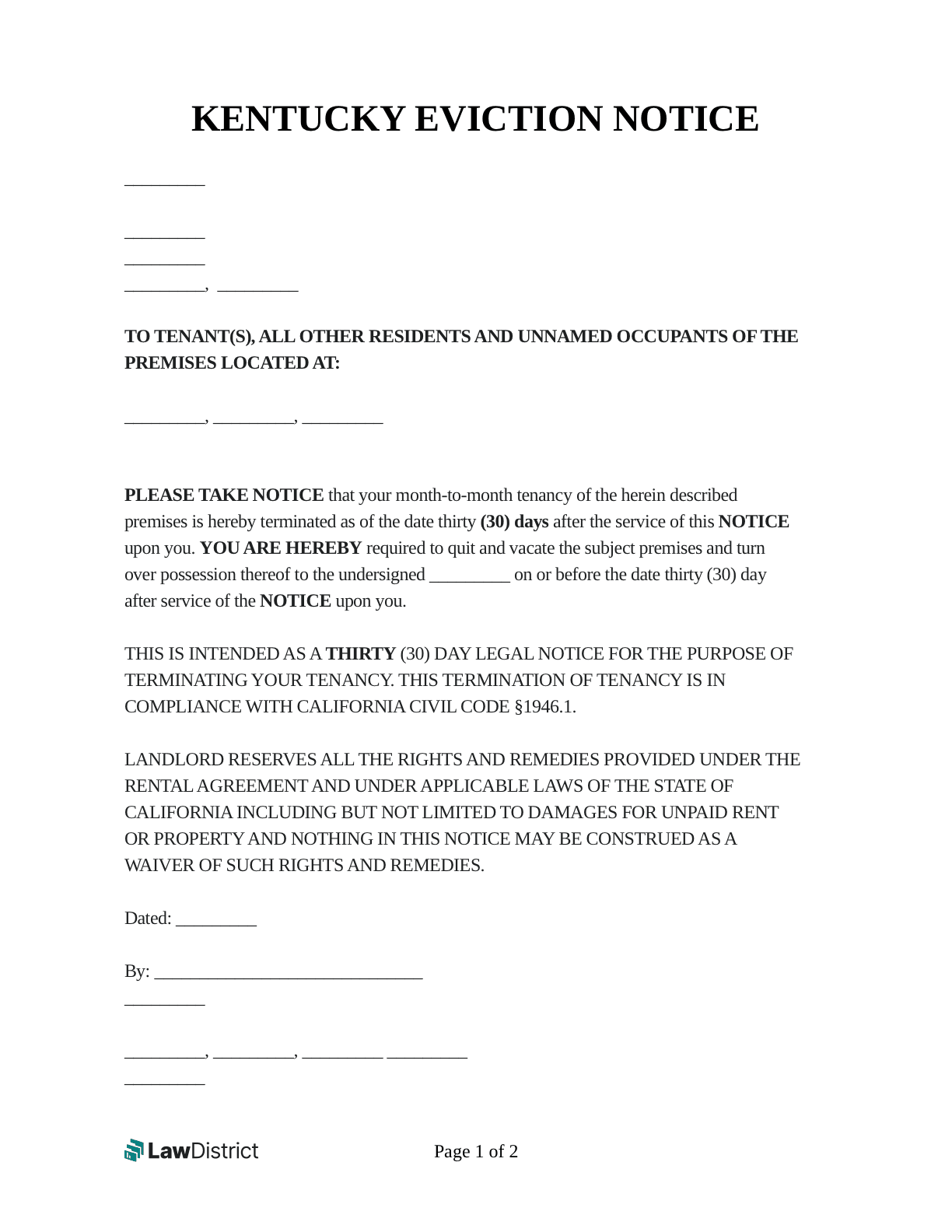 free printable eviction notice template