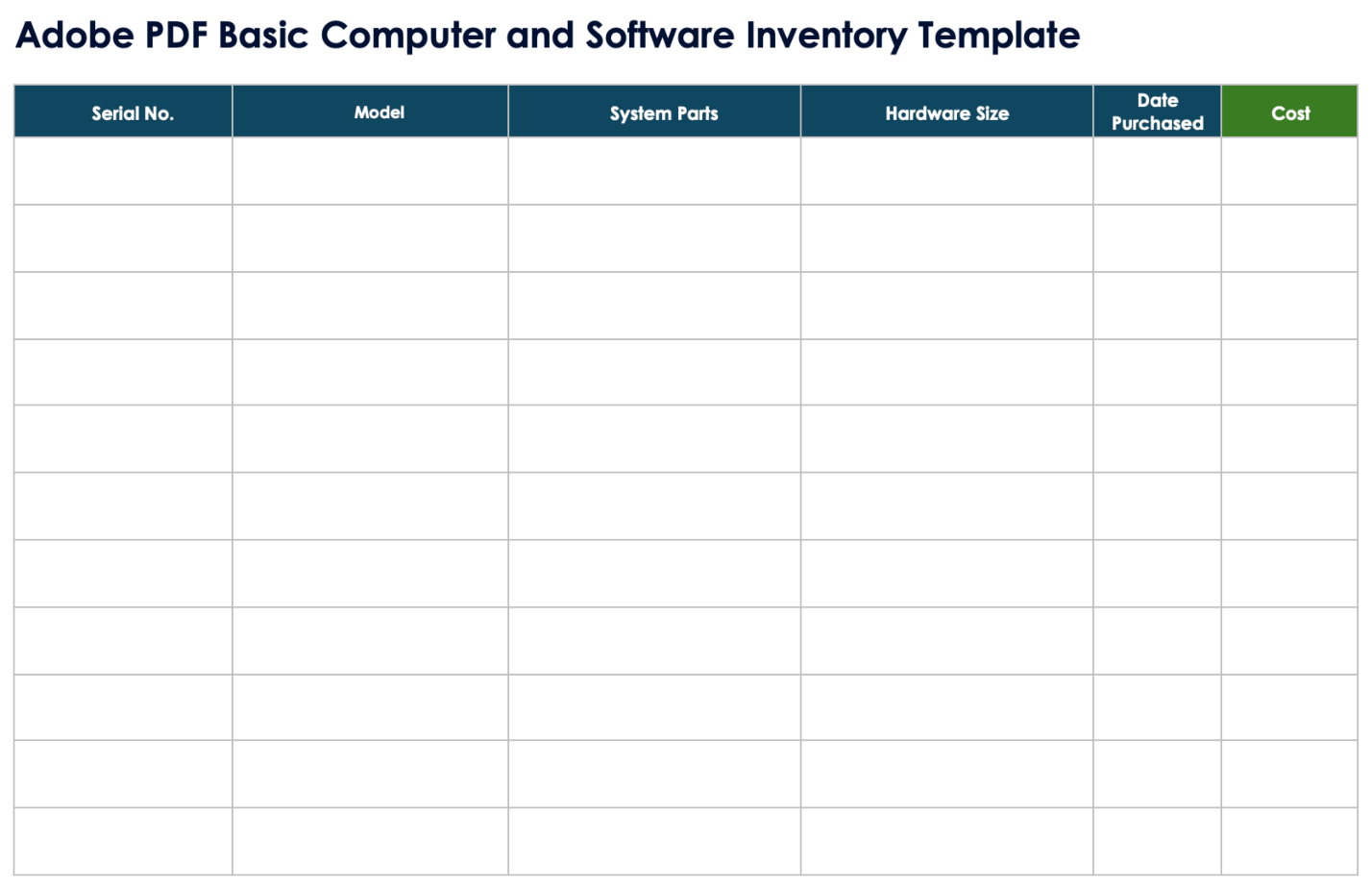 Free PDF Inventory Sheets Templates Editable Printable