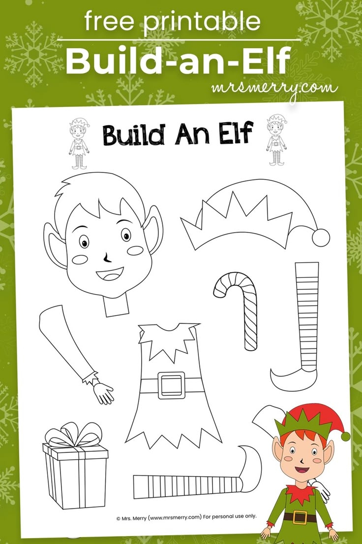 Free Printable Build An Elf Craft For Kids Mrs Merry