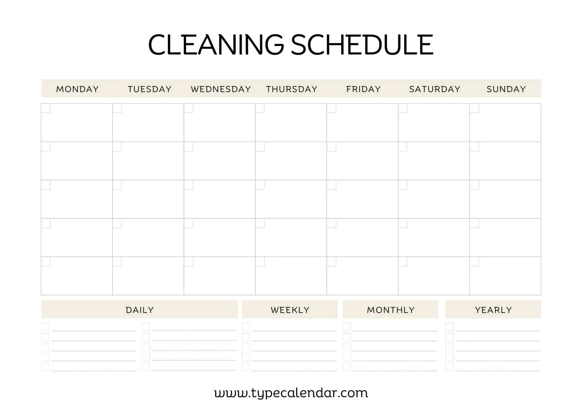 Free Printable Cleaning Schedule Templates PDF Excel Word 