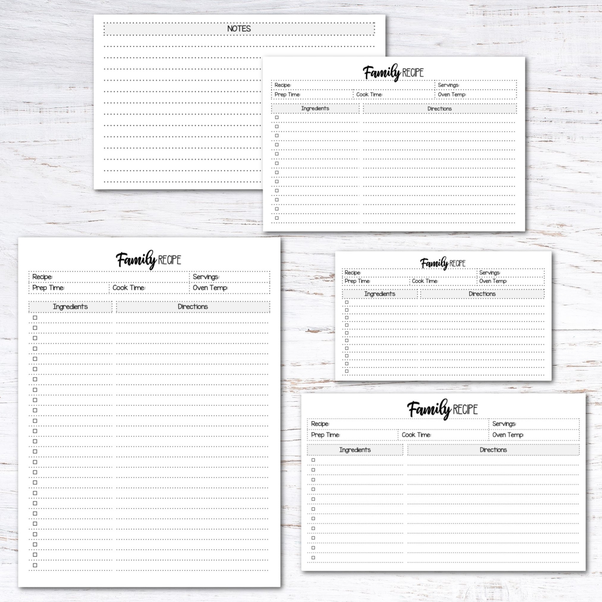 free printable recipe templates