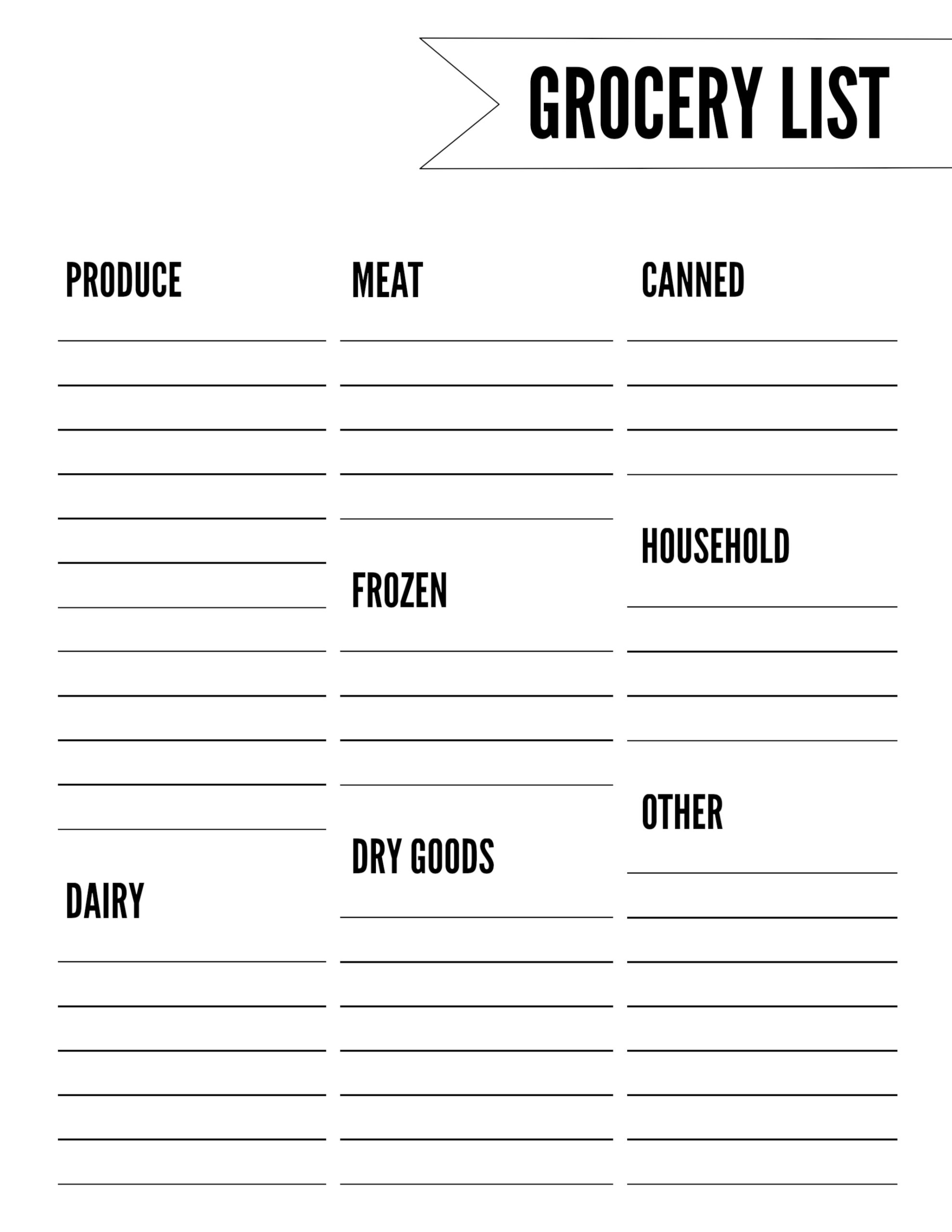 free grocery list printable template free grocery list printable template
