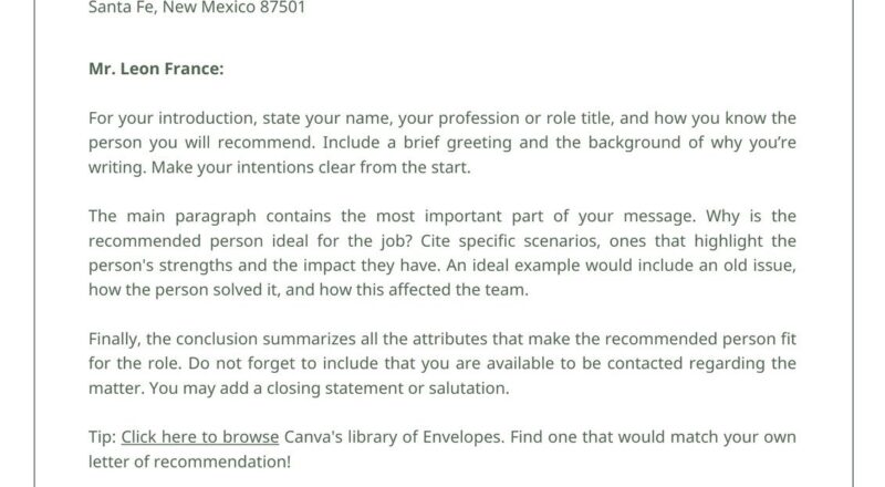 Free Printable Letter Of Recommendation Templates Canva