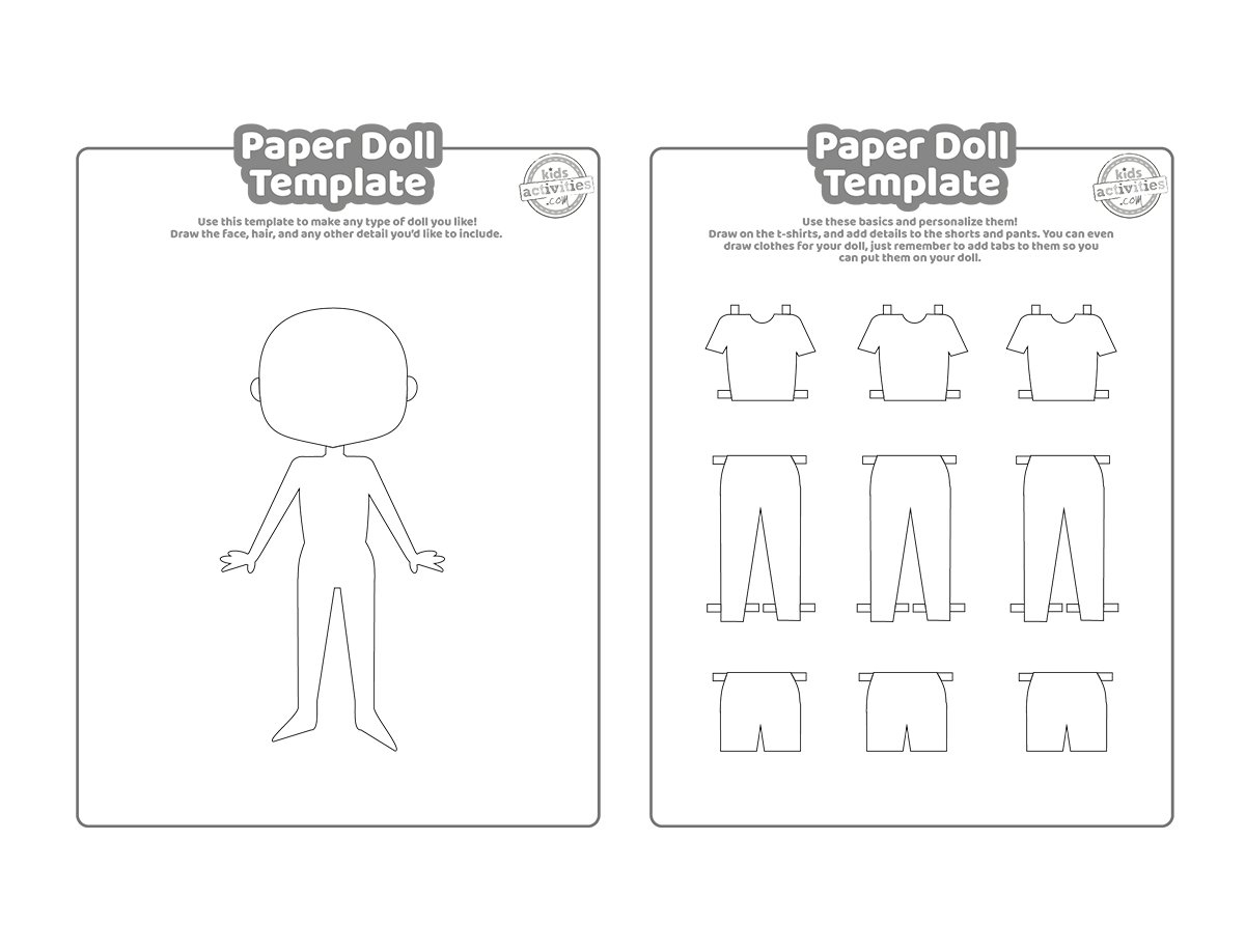 free printable paper doll template