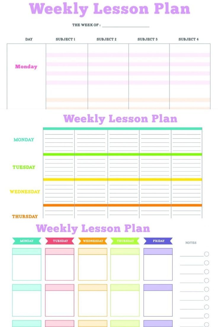 printable free weekly lesson plan template pdf