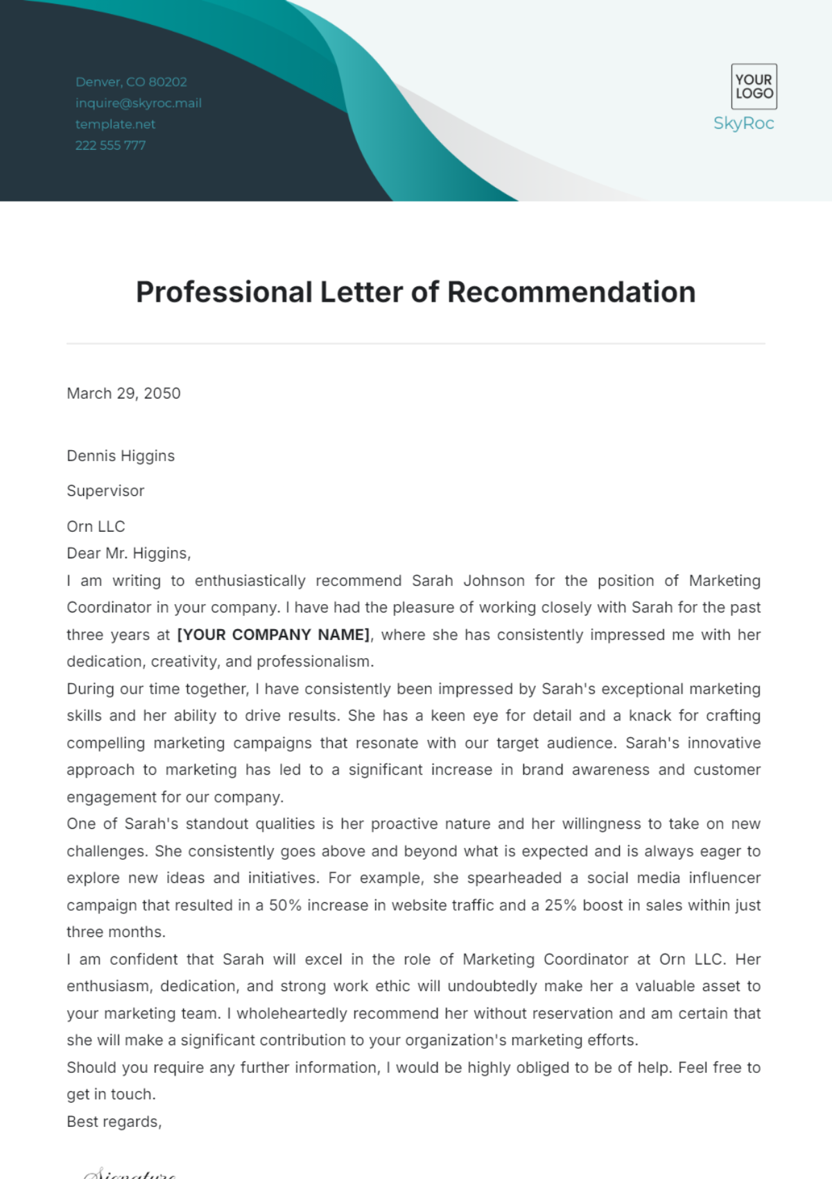 Free Recommendation Letter Templates Editable And Printable