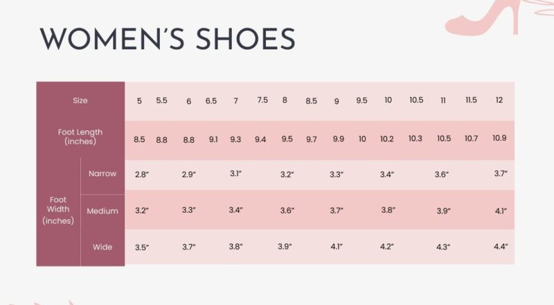 Free Shoe Size Chart Templates Editable And Printable