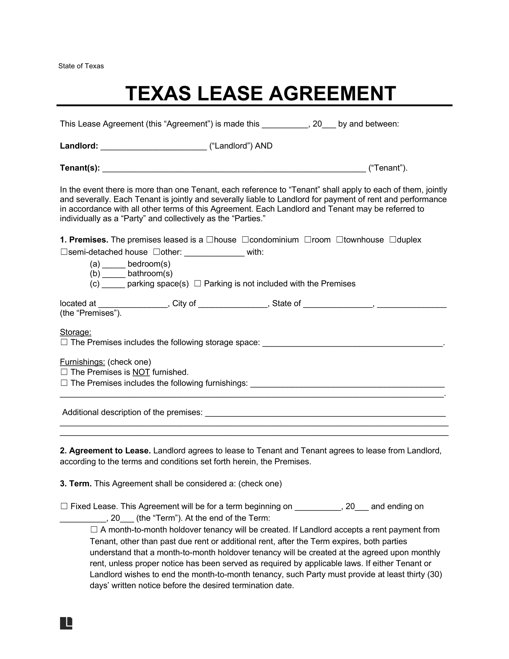 free printable lease agreement template