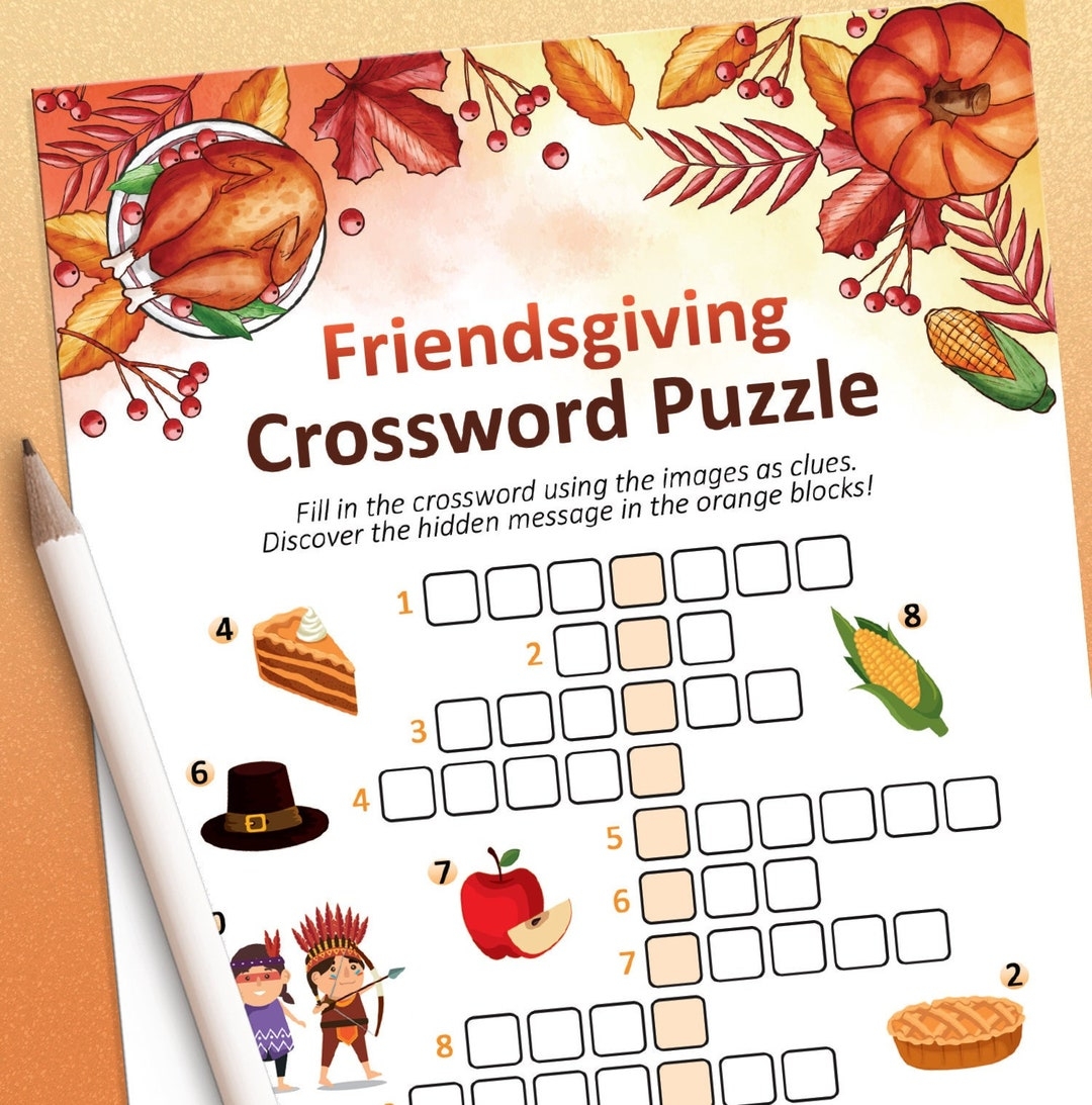 Friendsgiving Games Crossword Puzzle Friendsgiving Party Game Thanksgiving Friends Printable Games Friends Thanksgiving Etsy