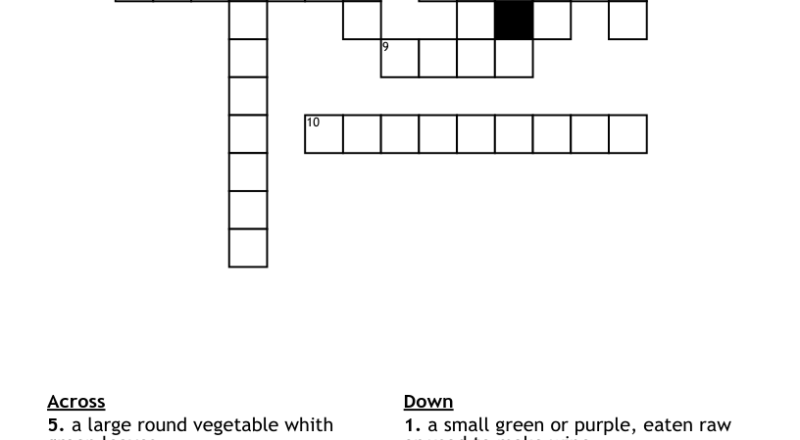 FRUIT VEGETABLES Crossword WordMint