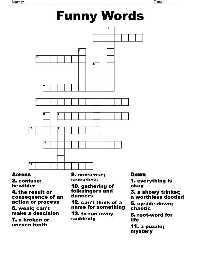Funny Words Crossword WordMint