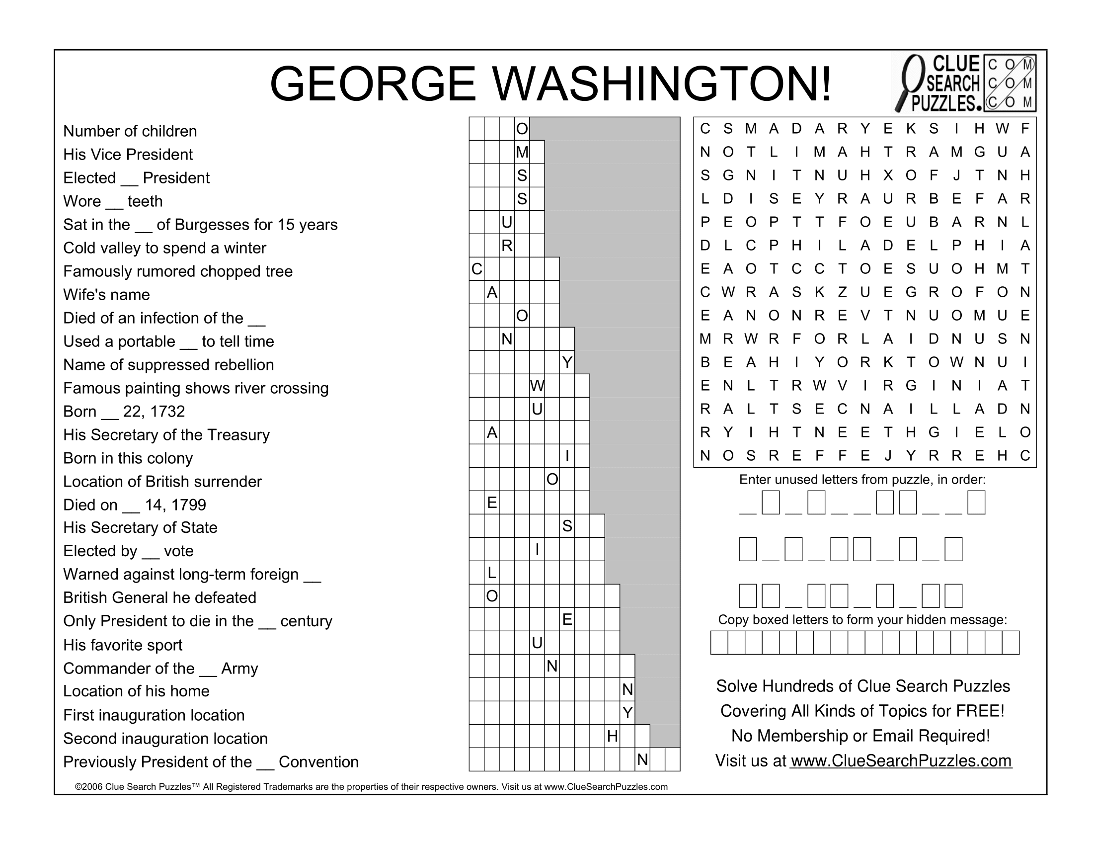 GEORGE WASHINGTON TRIVIA QUIZ