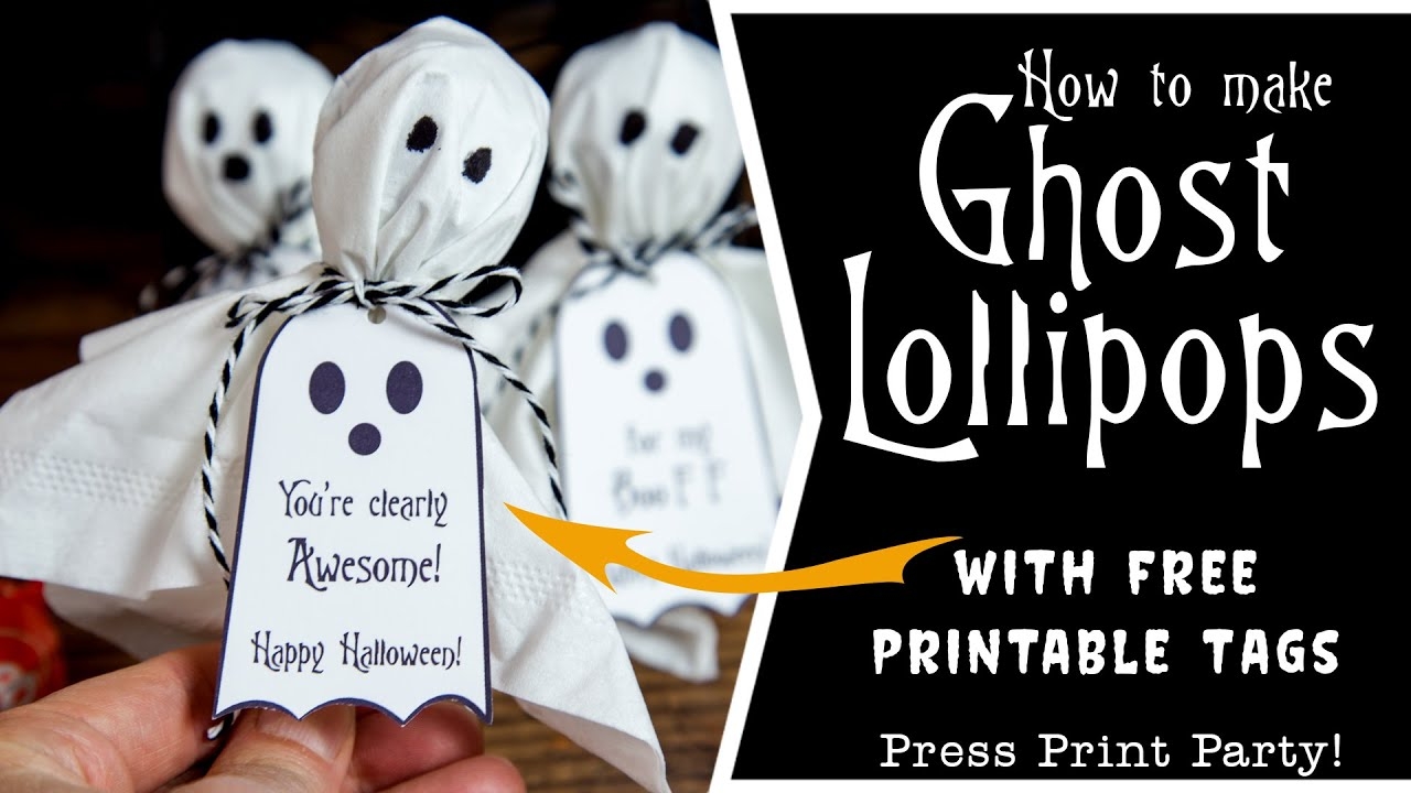 Ghost Lollipops W FREE Printable Halloween Tags