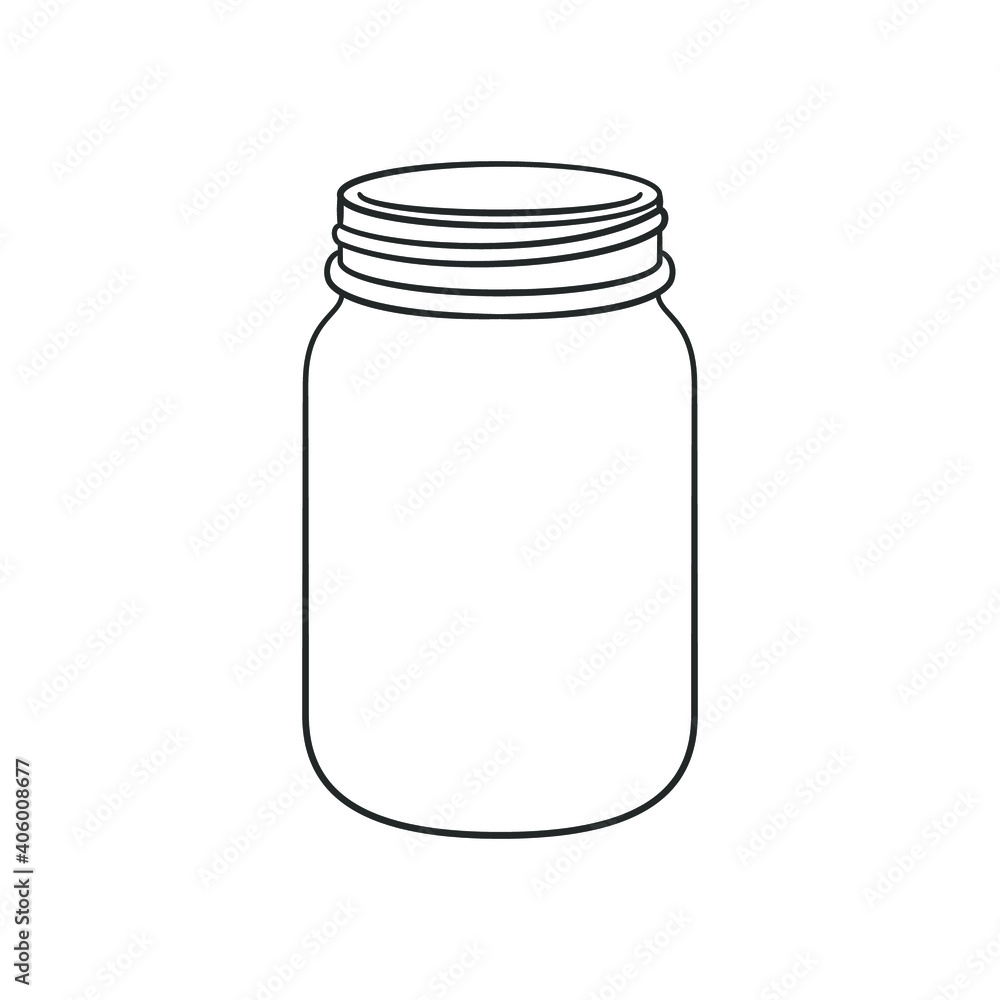Glass Mason Jar Outline Line Art Clip Art Template Simple Flat Vector Illustration Design Stock Vector Adobe Stock