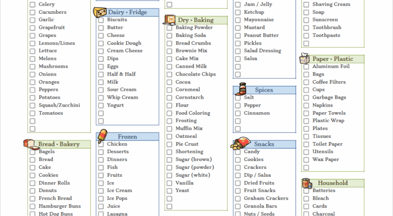 Grocery List And Shopping List Templates