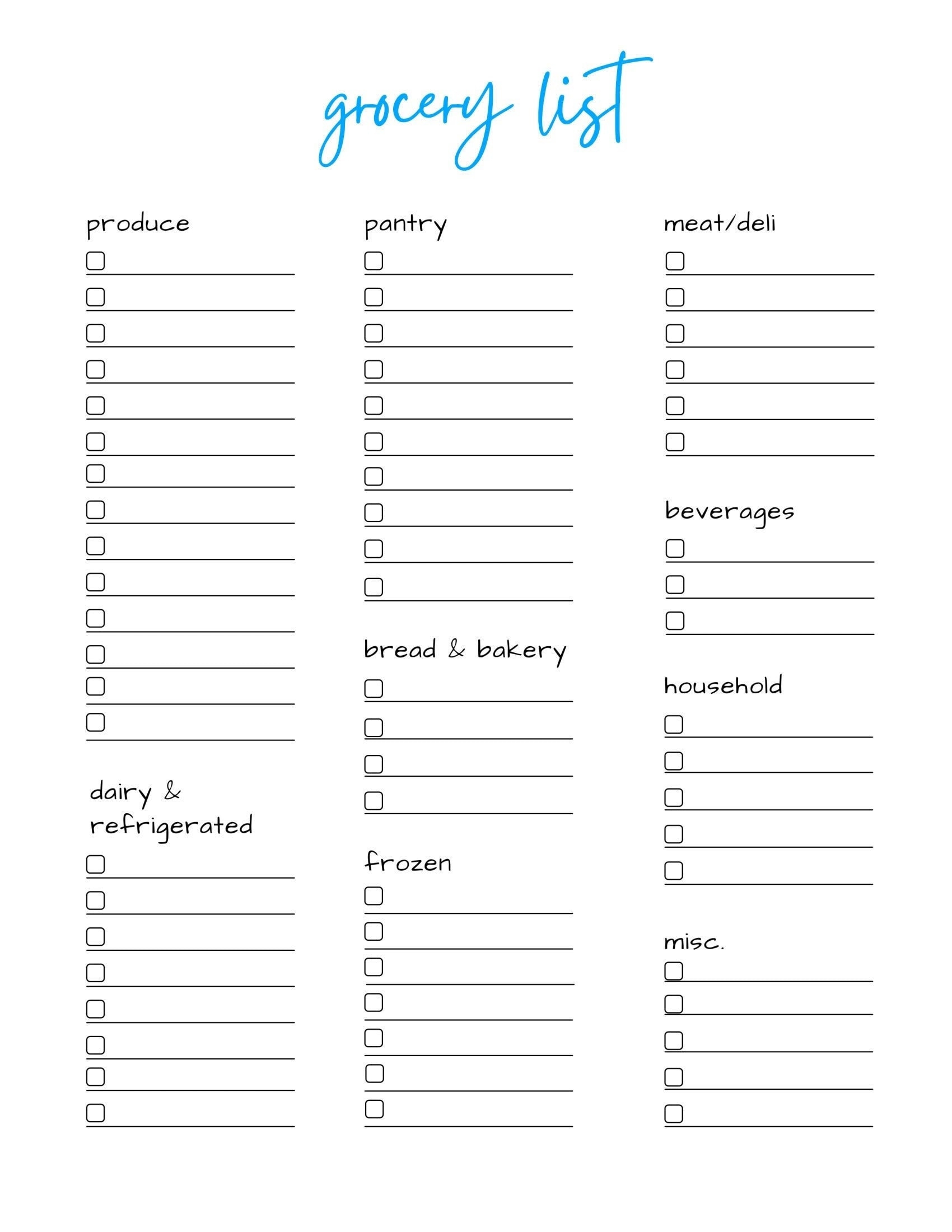 printable grocery list template printable grocery list template