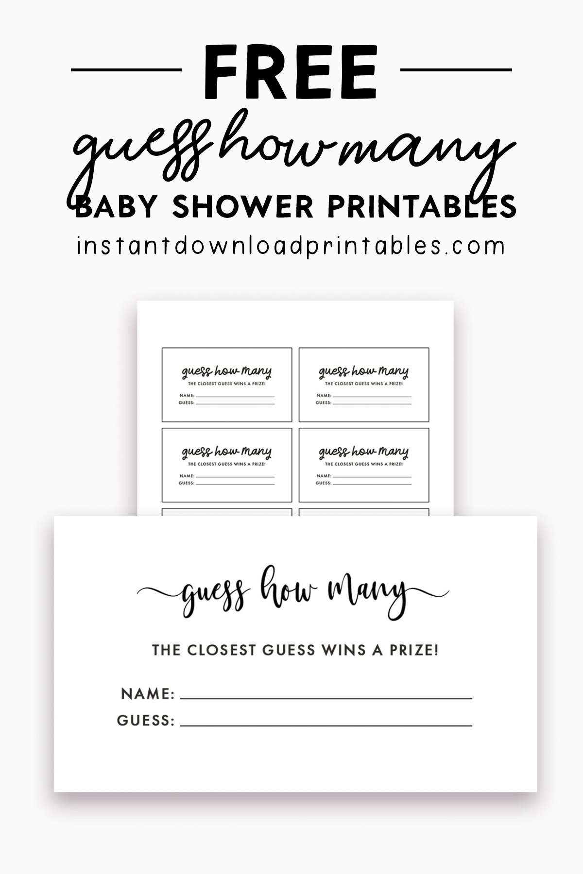 Guess How Many Cards Party Baby Shower Instant Download Printables Instant Download Printables