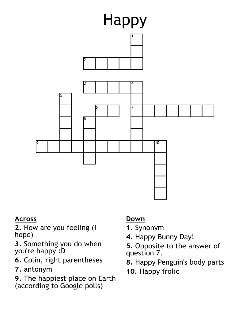 Happy Crossword WordMint