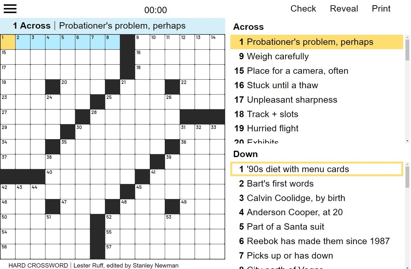Hard Crossword Free Online Game Dictionary