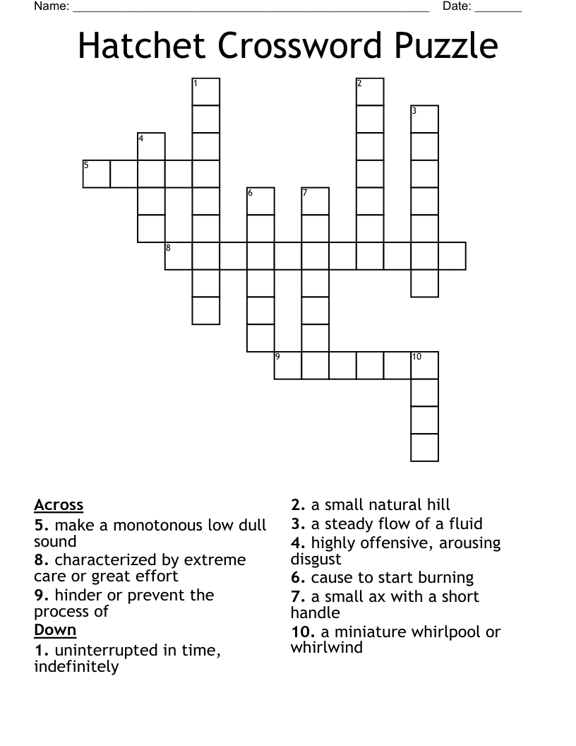 Hatchet Crossword Puzzle WordMint