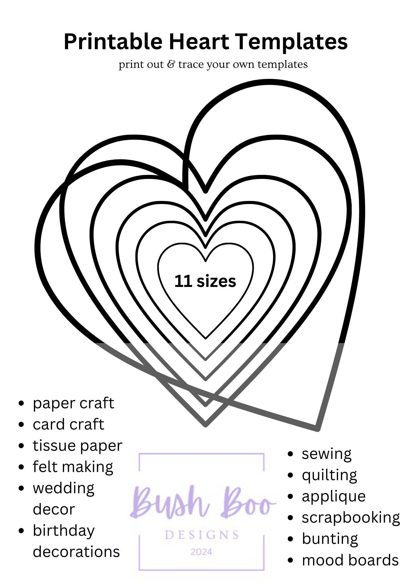 Heart Templates Paper Craft Project Valentine s DIY PDF Download A4 Size 4 Pages Etsy Heart Templates Paper Craft Project Valentine s DIY PDF Download A4 Size 4 Pages Etsy
