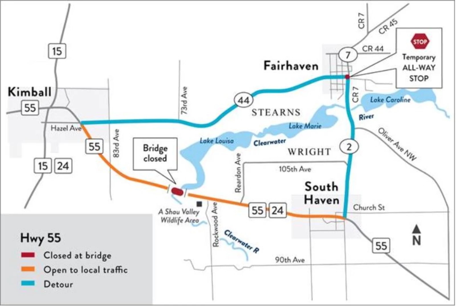 Highway 55 Bridge Over Clearwater River To Reopen Thursday
