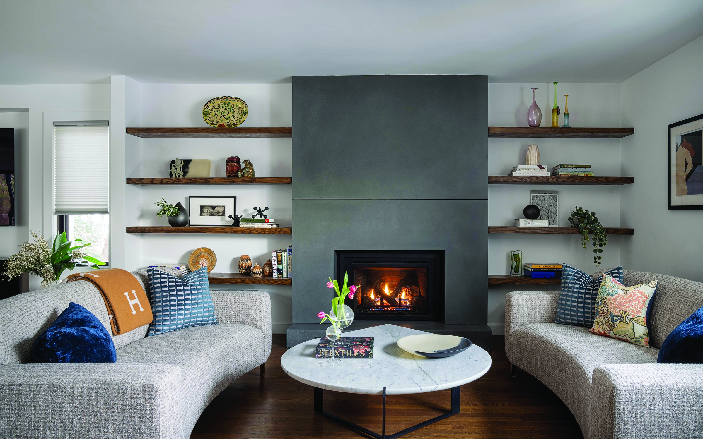 Home Design Ideas Concrete Fireplace Surround In A Living Room