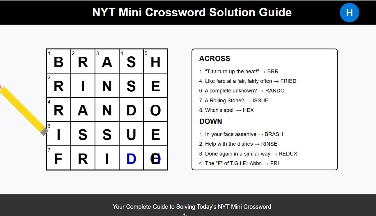 How To Solve Today s NYT Mini Crossword Puzzle 16 April 2025 H2S Media How To Solve Today s NYT Mini Crossword Puzzle 16 April 2025 H2S Media