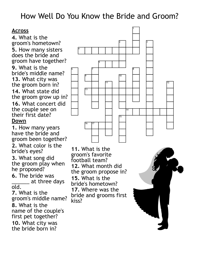 How Well Do You Know The Bride And Groom Crossword WordMint How Well Do You Know The Bride And Groom Crossword WordMint
