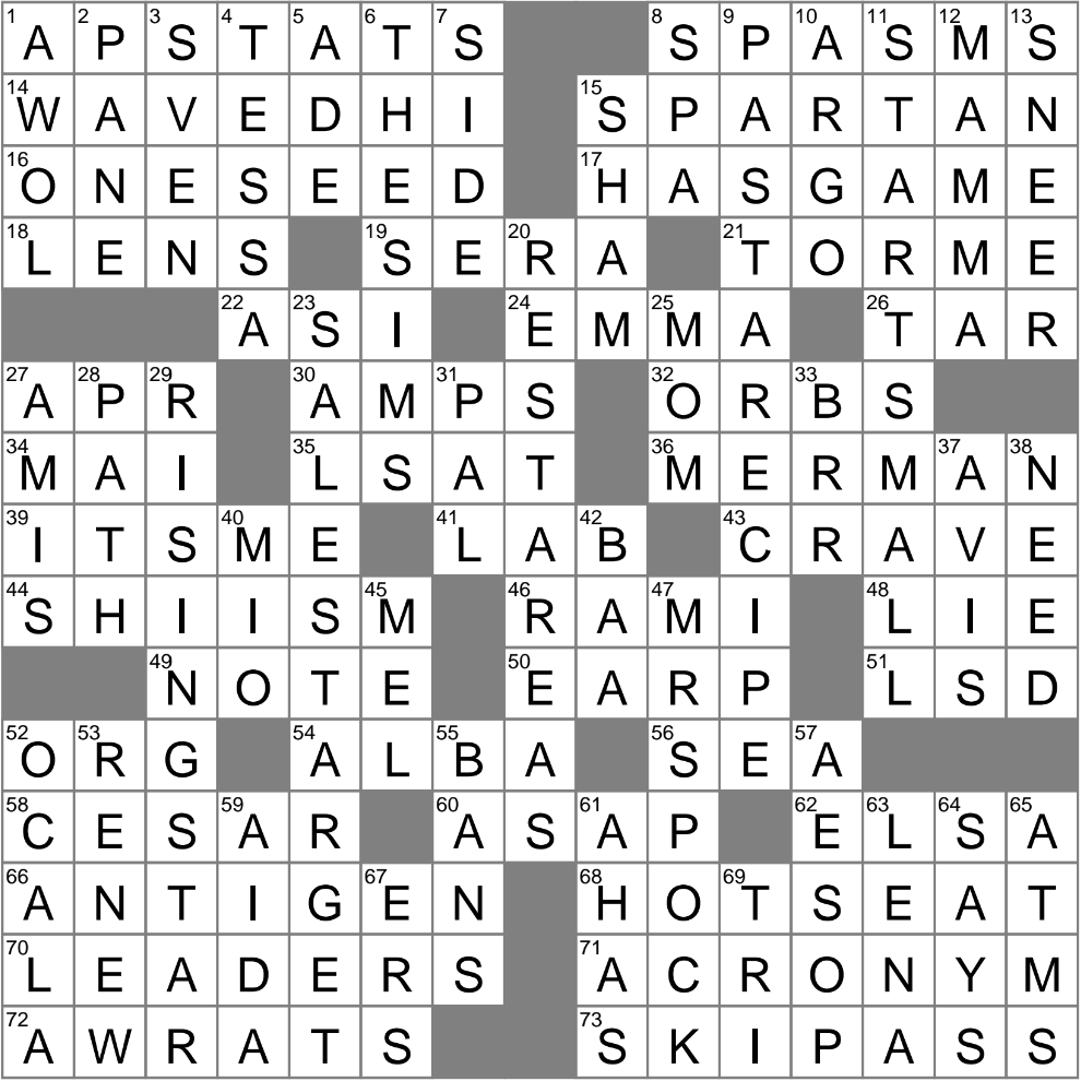 HS Class With Many Average Lessons Crossword Clue Archives LAXCrossword