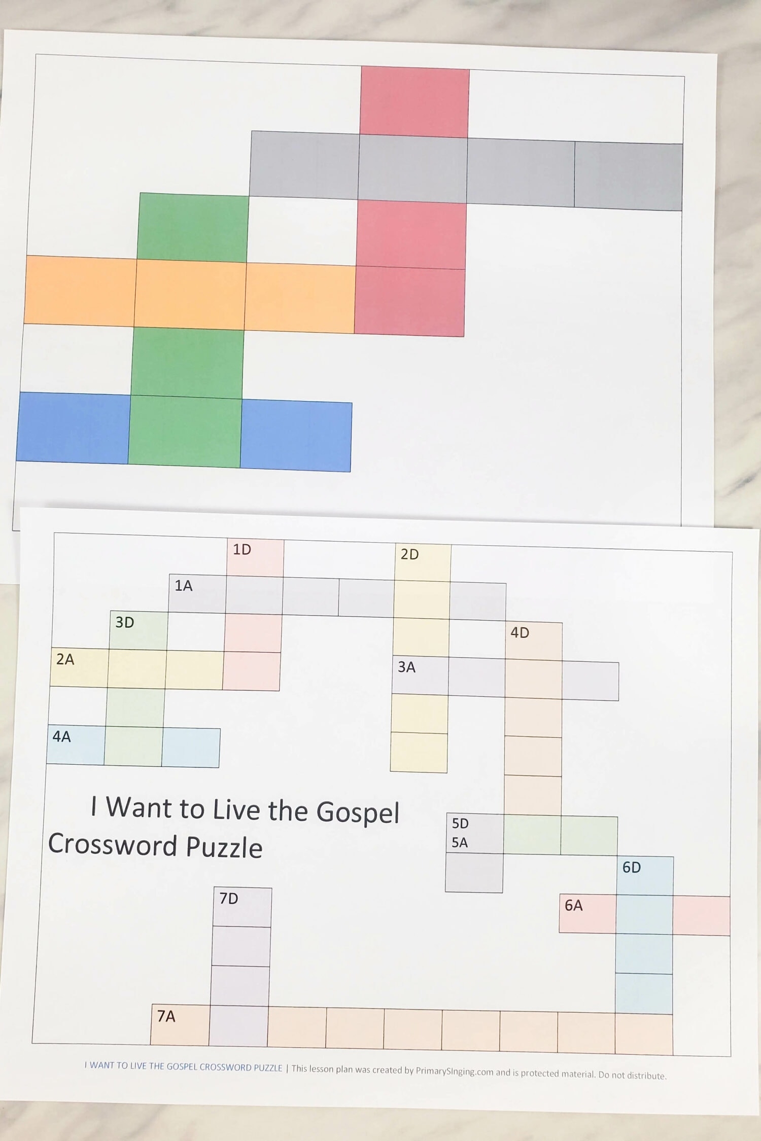 I Want To Live The Gospel Crossword Puzzle Primary Singing