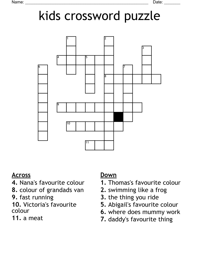 Kids Crossword Puzzle WordMint Kids Crossword Puzzle WordMint