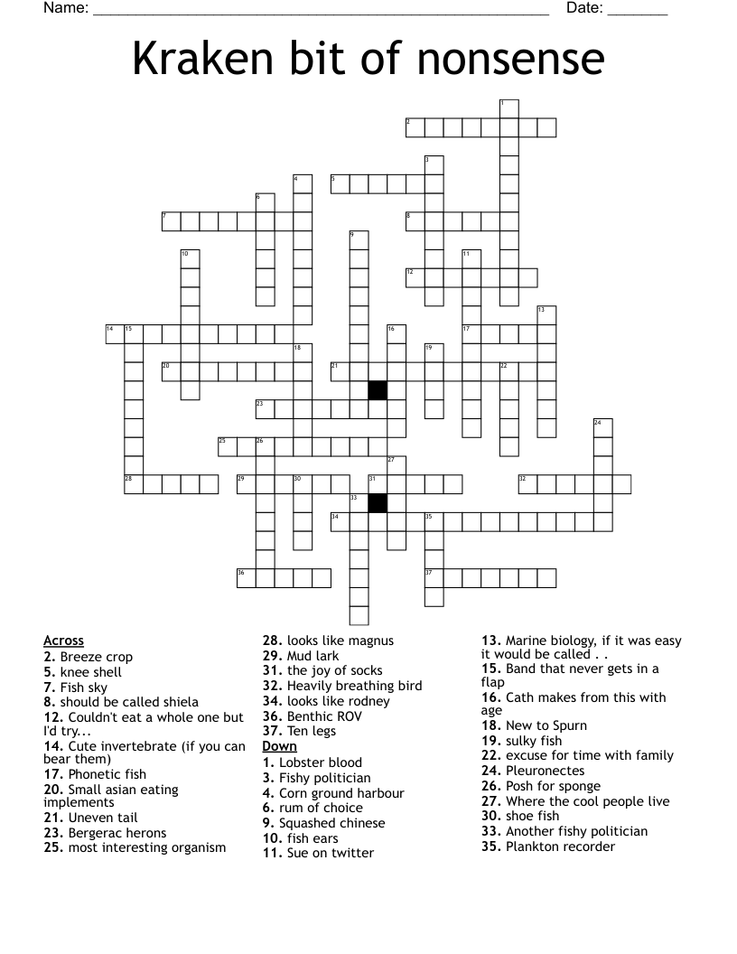 Kraken Bit Of Nonsense Crossword WordMint