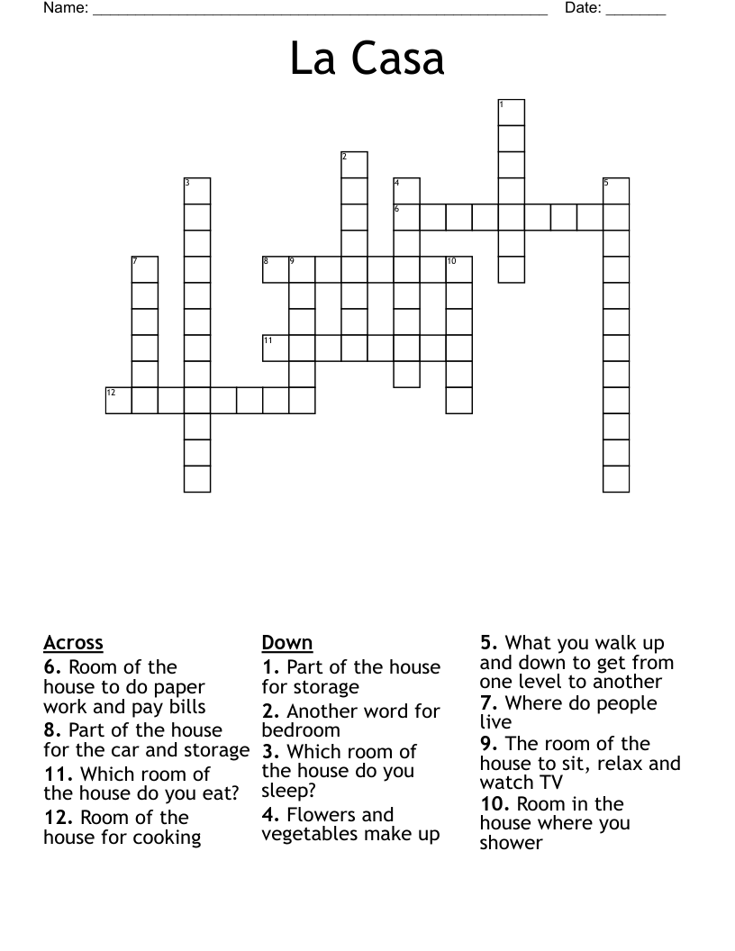 La Casa Crossword WordMint La Casa Crossword WordMint