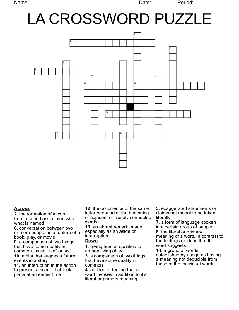 LA CROSSWORD PUZZLE WordMint